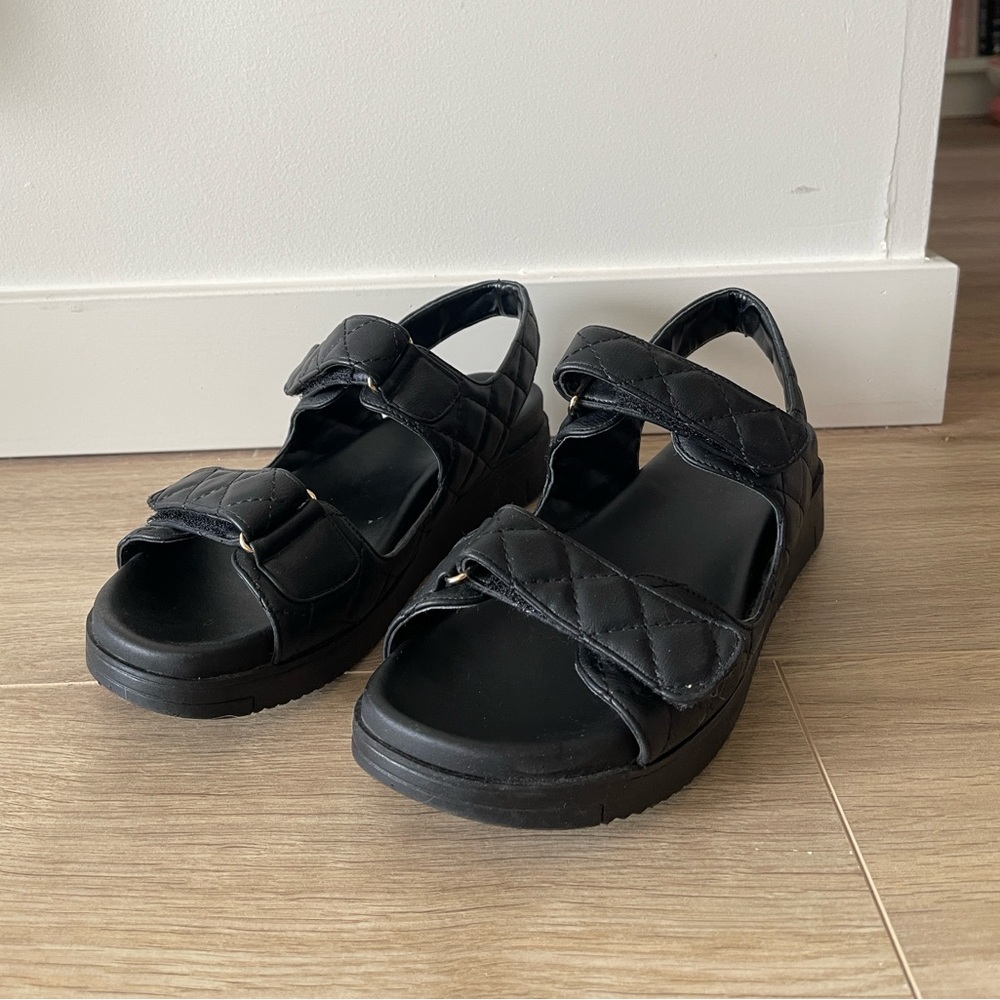 Black Quilted Sandals